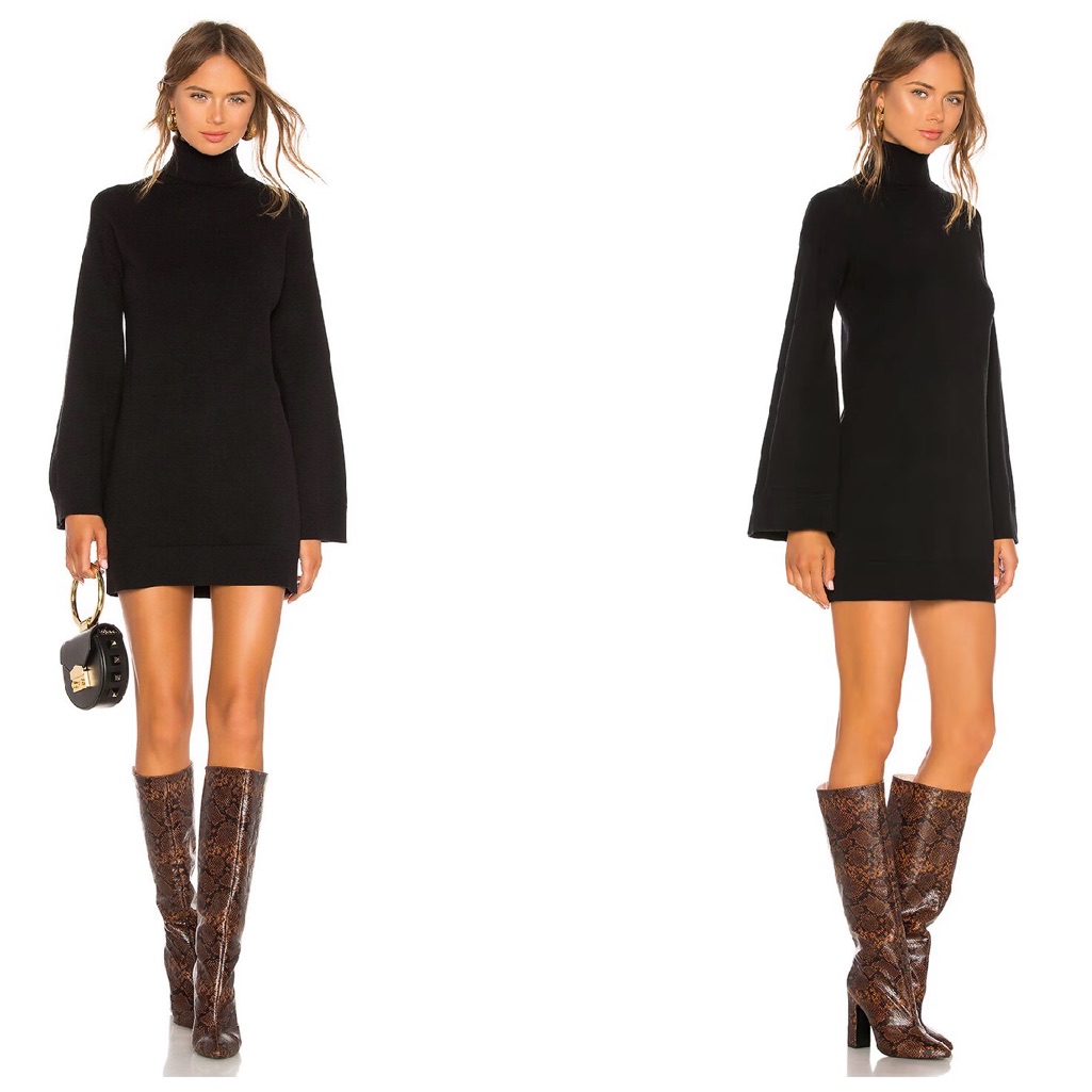 Lpa Fallon Black Sweater Mini Dress